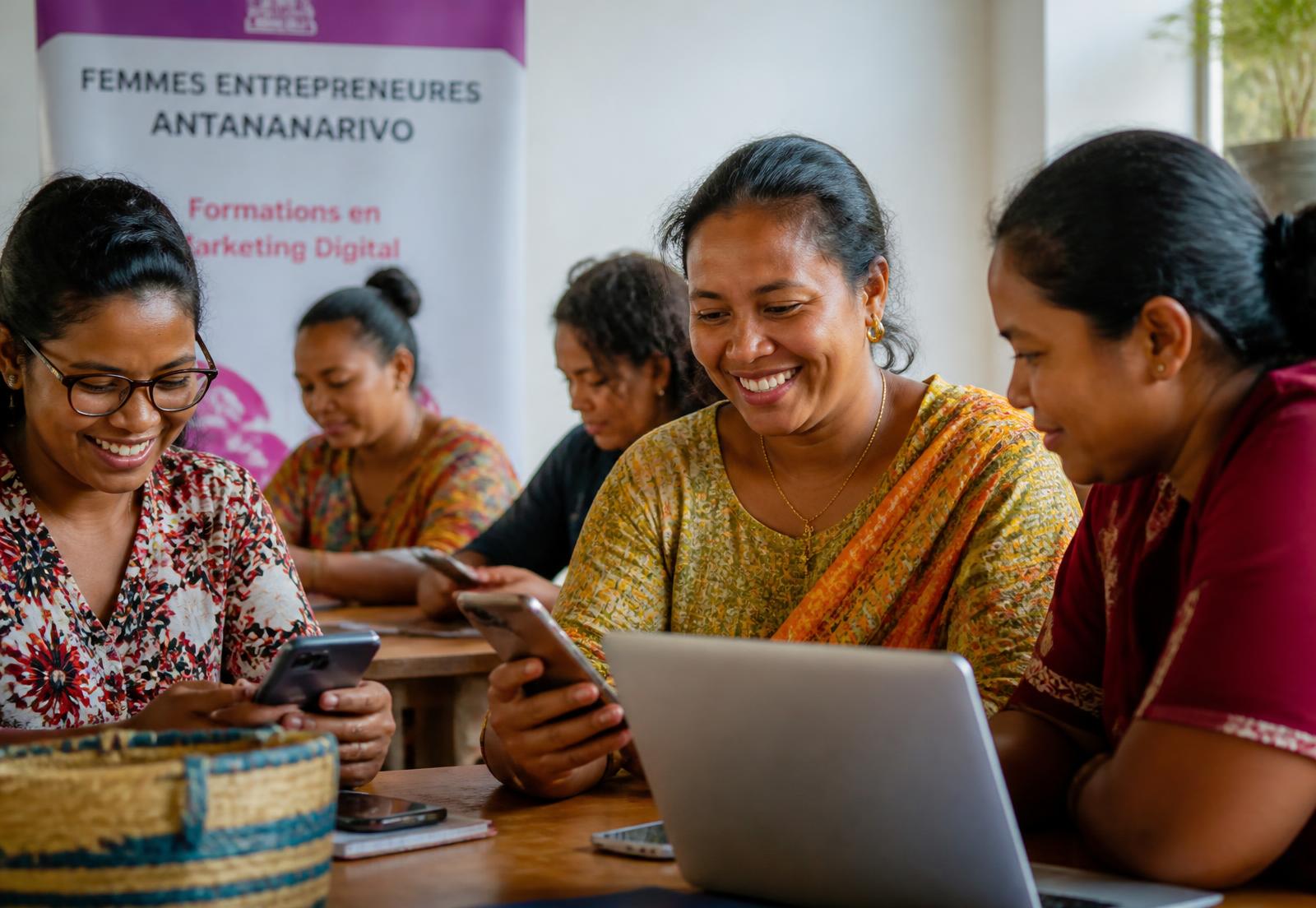 Femmes entrepreneures malgaches en formation au marketing digital à Antananarivo
